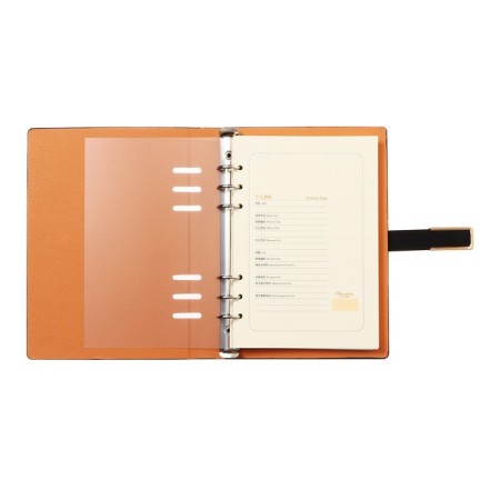 Organizer on the rings, A5 format, 90 sheets, line, with a knife, cover of the leather mix-6