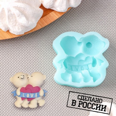 Silicone form "Bear in love", 5 × 4.9 × 1.2 cm, Biryuzovoy color
