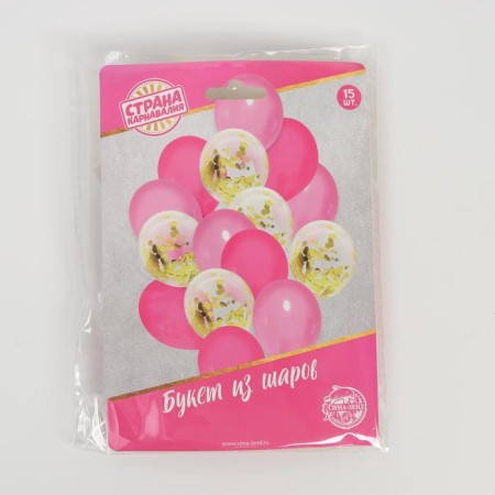 Bouquet of balls "Fantasy", latex, with confetti, set of 15 pcs.-1