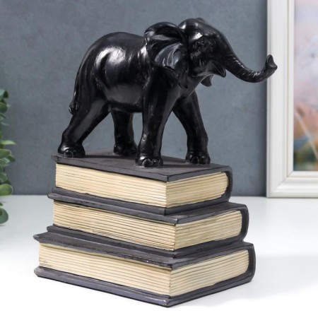 Book holder Interior "Black Elephant on Books" 25x13x21 cm-2