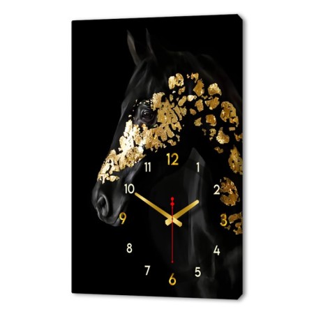 Carty clock wall-mounted interior "black gold", silent, 50 x 70 cm