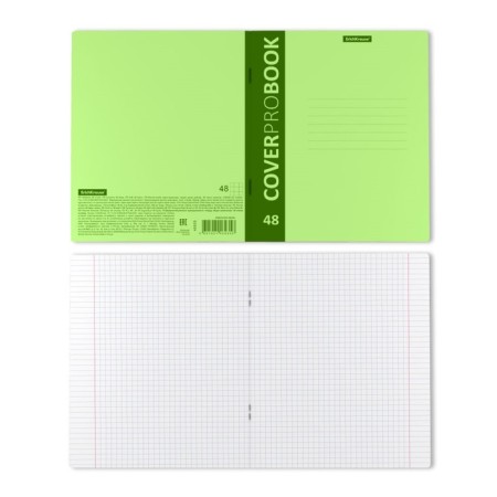 Notebook A5+, 48 sheets in the Erichkrause "Neon" cage, a plastic cover with a "sand" texture, an offset unit, a whiteness is 100%, a green-2