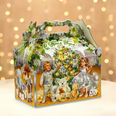 New Year. Gift box New Year's casket "New Year charm" 21.2 x 12.3 x 22.6 cm.