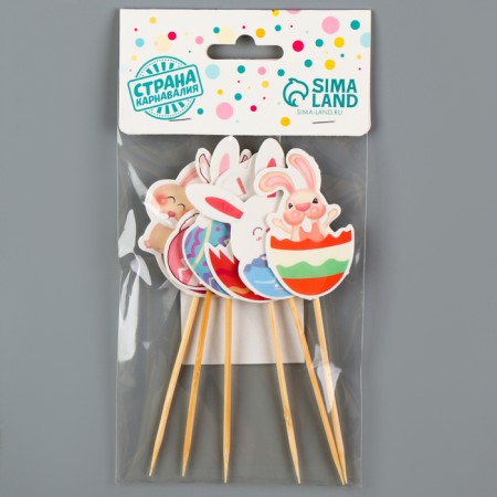 Skewers "Easter rabbits", set of 6 pcs.-3