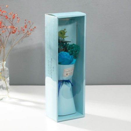 Bouquet of soap petals "Rose and eucalyptus" Blue 7.5x11x34.5 cm-1