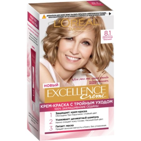 Hair Cream L’Oreal Excellence Creme, tone 8.1 Light-brown ashen
