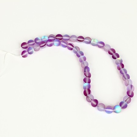 Busins ​​made of natural stone "Cat Eye", set 46 pcs., Size 1 pc. - 8 mm, purple-1