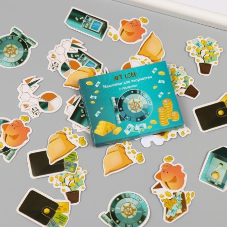 Stickers for creativity "Wealth" embossing gold set 48 pcs 9x7x0.8 cm