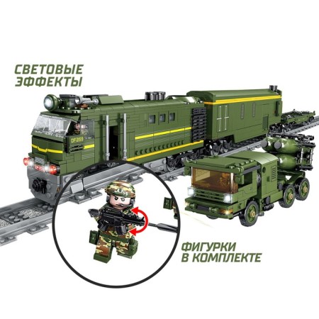 Designer of the railway "Military train", works from batteries, 1174 details-1