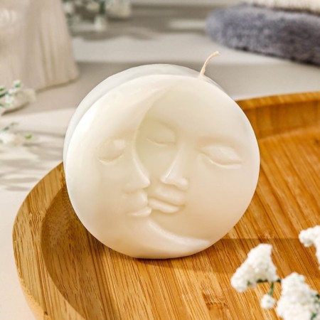 Figure candle "Sun and Moon", 6x2.5 cm, white-1