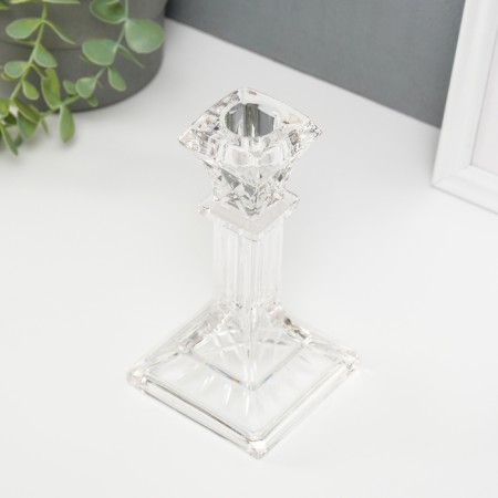 Glass of Glass for 1 candle "Column with rectangular" transparent 16.5x8.3x8.3 cm-3