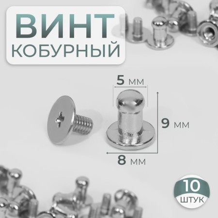 Holster screw d = 5/8 × 9 mm, 10 pcs, silver color