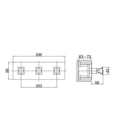 Bath mixer D&K Hessen Grimm DA1384801, three -wound, built -in, chrome-1
