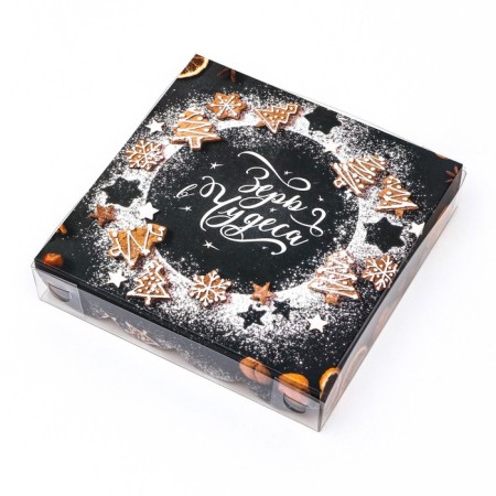 Cookie box, confectionery packaging, "tangerines", 15 x 15 x 3 cm, new year-1