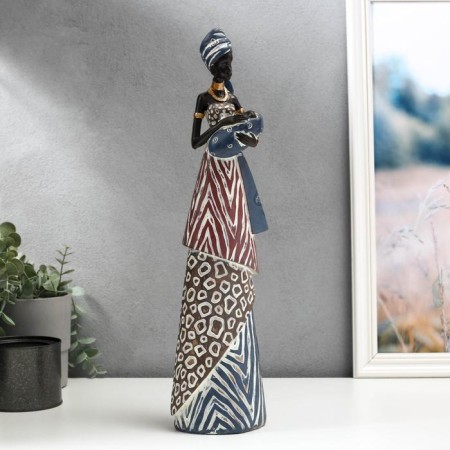 Polystone souvenir "African with a baby in an outfit under the zebra" 43.5x8x11.5 cm