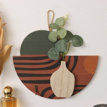 Decorative wood hooks "Abstraction. Rose in a vase" 1.5x19x23.5 cm