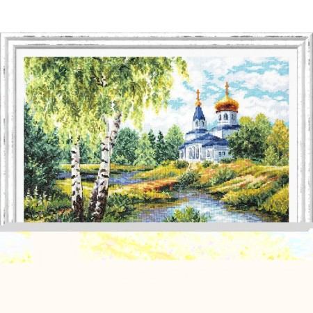 Cross embroidery "Road to the Temple" with a cross