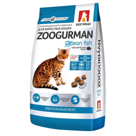 Dry food zoogurman for cats, ocean fish, 1.5 kg
