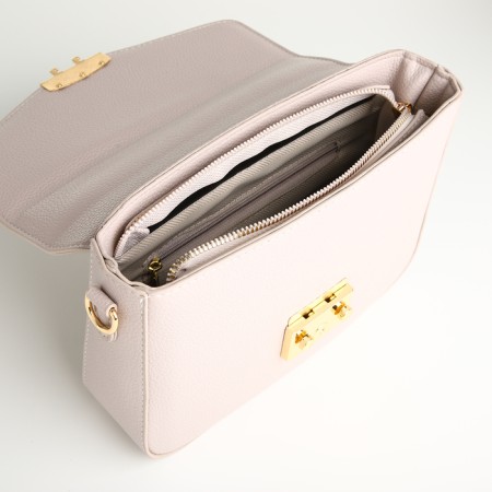 Women's bag on the valve, Textura, small size, beige color-12