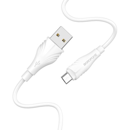 Cable Borofone BX18, microUSB - USB, 2 A, 2 m, PVC braid, white-1