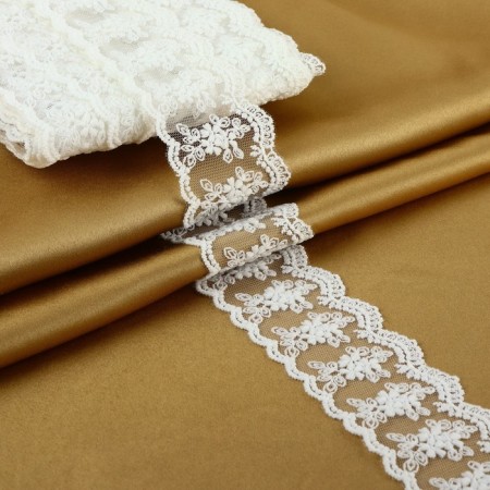 Lace on a grid, 55 mm × 9 ± 0.5 m, white color