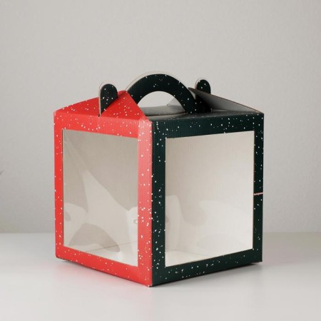 Confectionery box with a window, a chest, "New Year!" 20 x 20 x 20 cm, new year-3