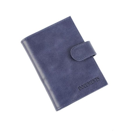 Cover for auto documents on a button, a passport department, and bills, blue color