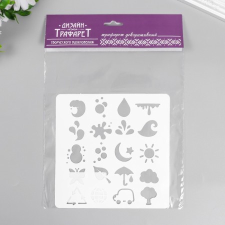 Plastic stencil "Different nature" 15x15 cm-2