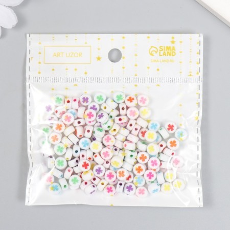 Beads for creativity plastic "Bright clover on white" set of 20 g 0.7x0.7 cm-4