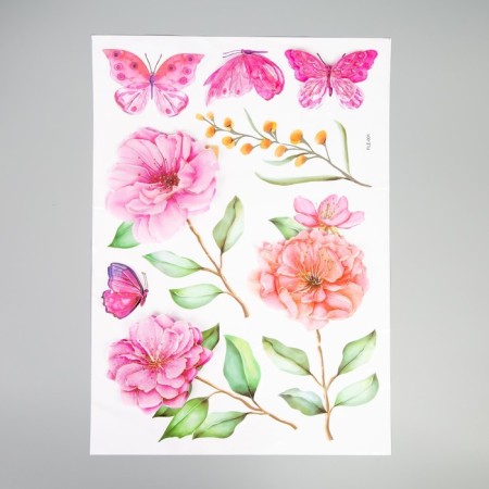Sticker Plastic Interior 3D "Pink Peions" 50x35 cm
