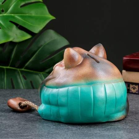 Piggy bank "Red cat with sausage" 17cm-3