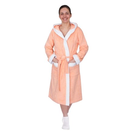 Women's bathrobe, size 52, white/peach, Makra