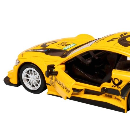 Metal machine BMW M4 1:44, inertia, doors open, yellow color-6