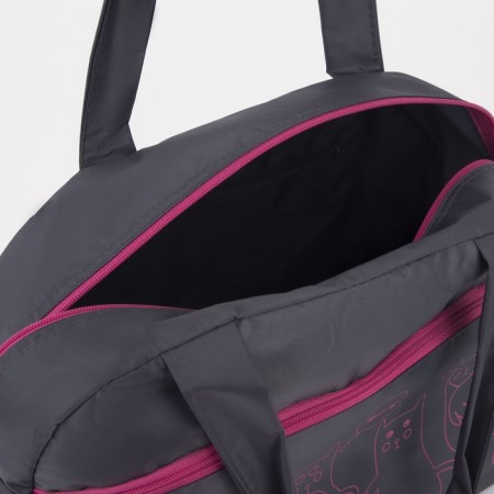 Sports bag with lightning, external pocket, gray/pink color-2