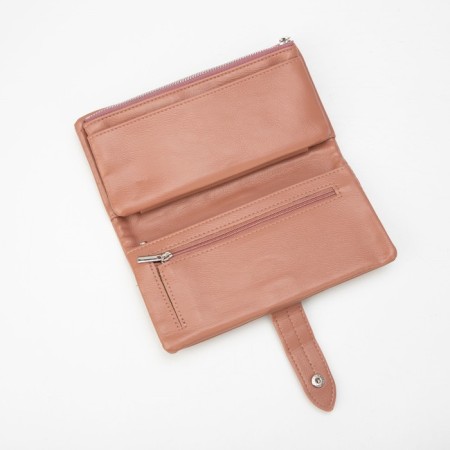 Women's wallet on the button, pink color-3