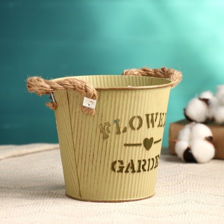 Kashpo "Bucket Flower Garden" Green, 13x13x12cm-2