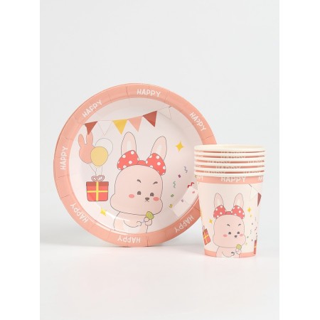 A set of paper dishes "Happy Bunny", set of 12 pcs.