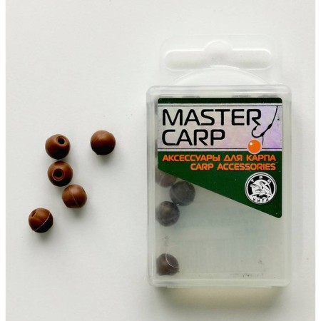 Bead, box, silicone, d = 7 mm, 15 pcs, brown color