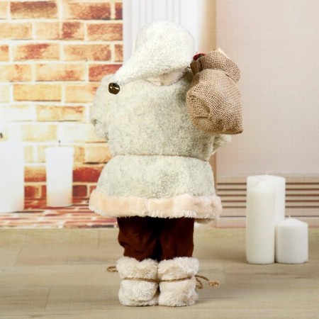 Santa Claus "in a fur coat, with a flashlight and hotel" 46 cm-3