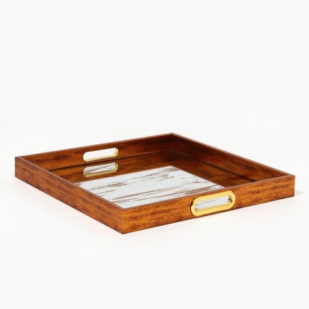 Plastic rectangular tray with a mirror "Strokes", 34 x 34 x 4.5 cm Soldier