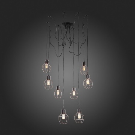 Suspended EVOLUCE lamp. SL192.303.08. RETE. 8x60 watts, e27, 16 cm, black color-4