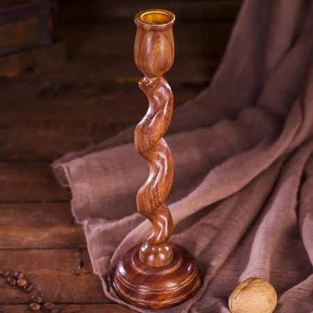 Spiral's candlestick wood 8x8x24 cm-2