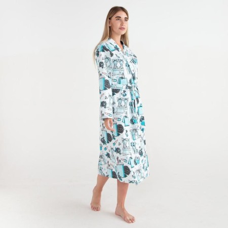 Women's robe elongated Ethel "Mint Mood", size 46-48, waffle 200g/m2, cotton