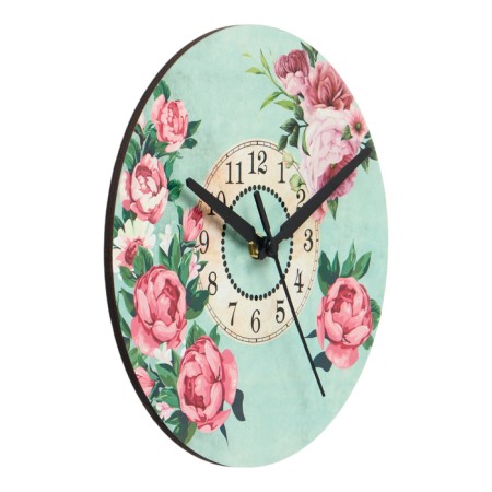 Wall clock, series: interior, "peonies", discrete move, d-23.5 cm-1