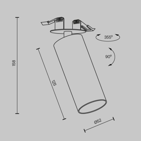 Technical C053CL-L12W4K-W-B, 12W, 5.2x5.2x15.8 cm, LED, 1020LM, 4000K, black color black-7