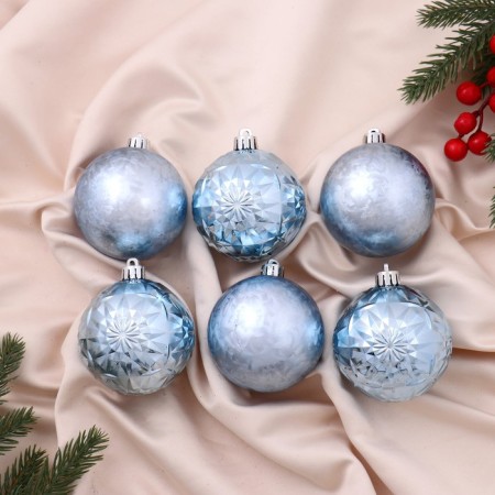 Set of balls plastic D-7 cm, 6 pcs "Kaleidoscope Assorted" Blue