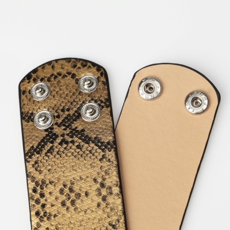 Bracelet Skin "Safari" python, wide, black-gold color, 23.5 cm-2