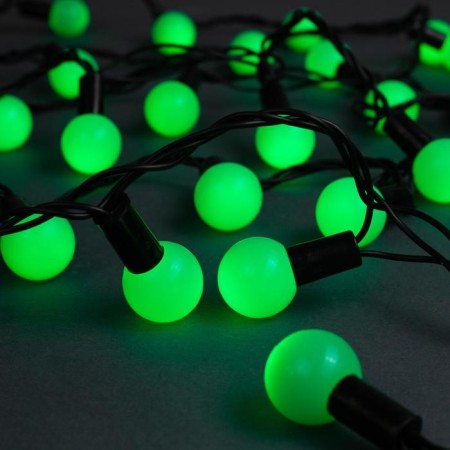 Garland “thread” 10 m with nozzles “balls 2.5 cm”, IP44, dark thread, 100 LED, green glow, 8 modes, 220 V