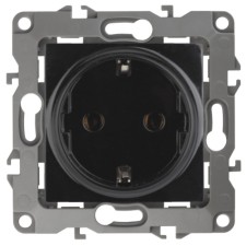 2p+E Schuko rosette with curtains, 16A-250V, IP20, era12, black