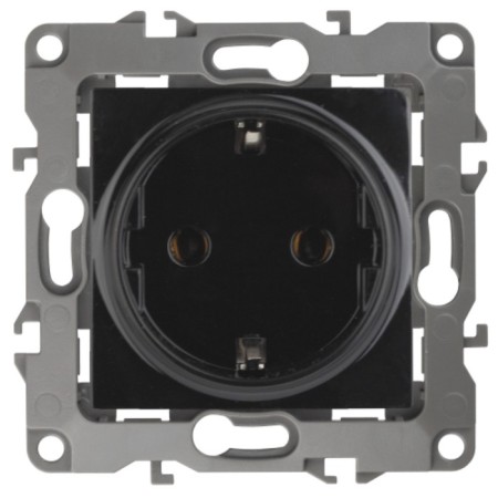 2p+E Schuko rosette with curtains, 16A-250V, IP20, era12, black